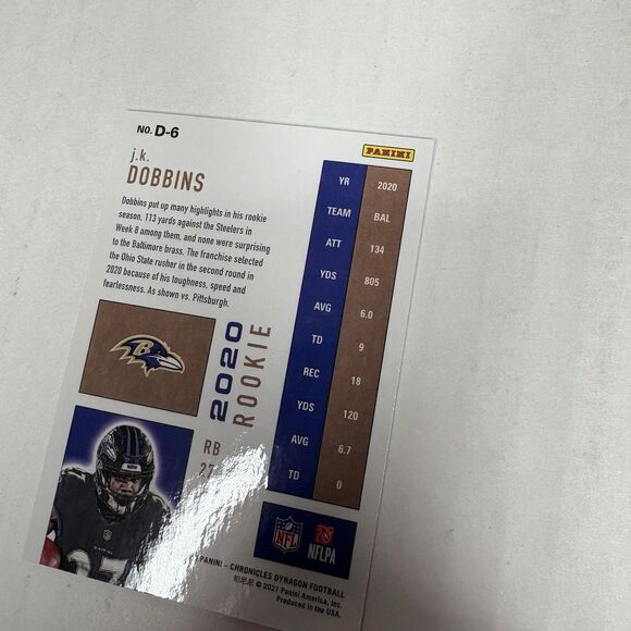 2020 Panini Chronicles #D-6 JK Dobbins Rookie Dynagon Ravens Chargers Broncos RC - Picture 6 of 6